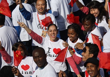 Students celebrating receiving scholarships in China